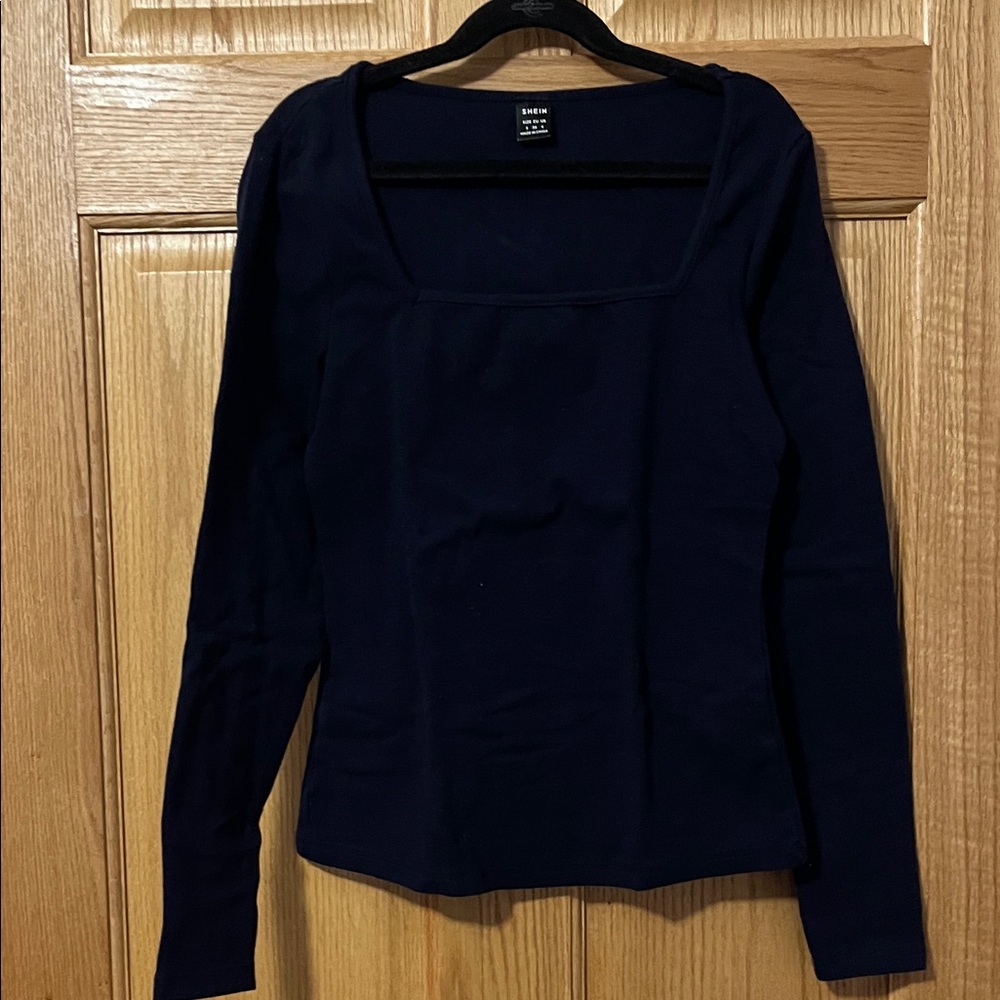 SHEIN Deep Blue Long Sleeve Top